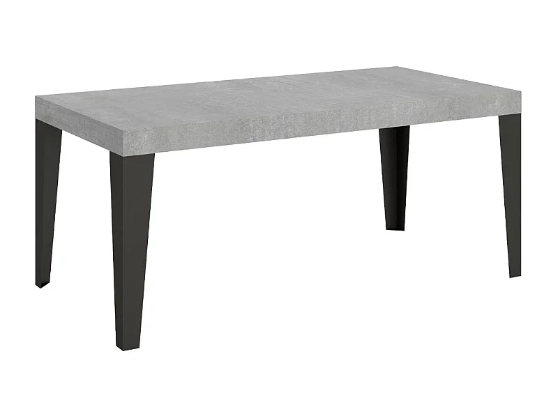 Mesa de comedor extensible Flavio-Color Gris cemento-Soporte 4 pies-Alargaderas -Ancho extensible