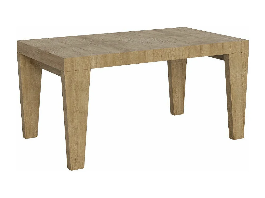 Table à manger extensible bois pieds en V Kristo-Couleur Naturel-4 pieds-2 rallonges épaisses-160 à 264cm