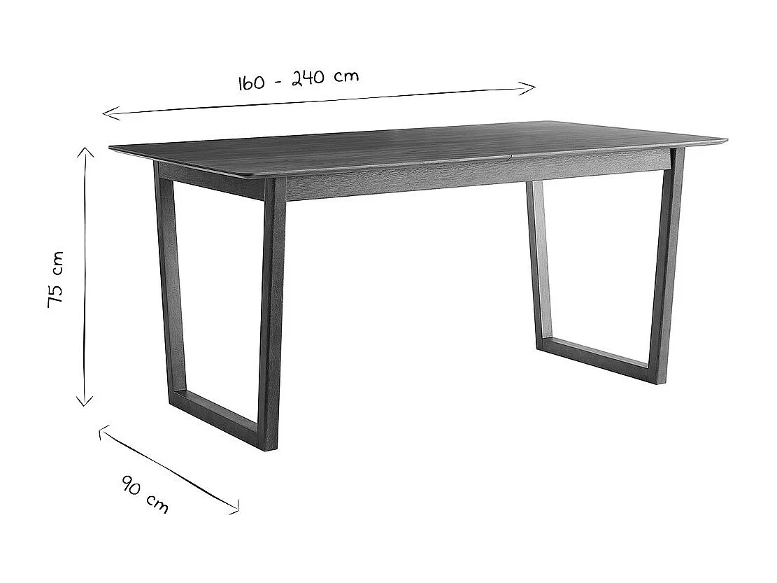 Ausziehbarer rechteckiger Esstisch Wallnussfinish B160-240 cm LAHO