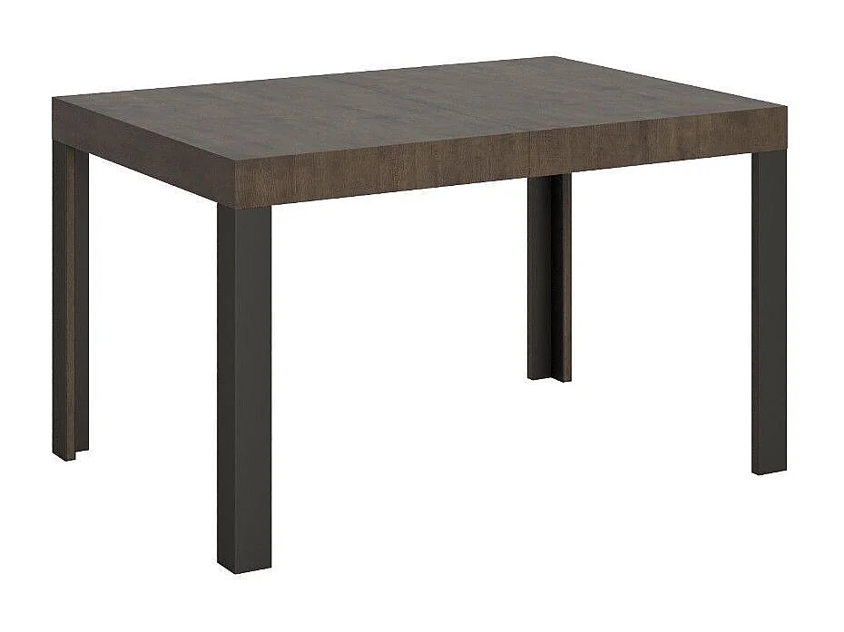 Table extensible bois pieds bois et acier anthracite Liva-Couleur Marron-Sur roulettes-130 à 234cm
