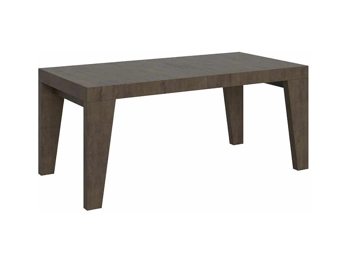 Table à manger extensible bois Naxo-Couleur Marron-Sur roulettes-2 rallonges fines-160 à 264cm