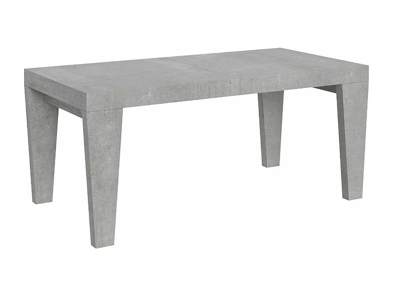 Table à manger extensible bois pieds en V Kristo-Couleur Gris ciment-Sur roulettes-2 rallonges fines-160 à 264cm