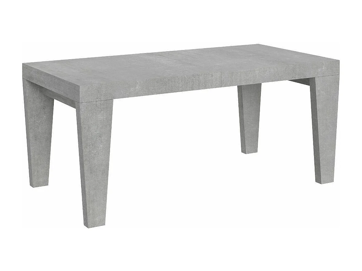 Table à manger extensible bois pieds en V Kristo-Couleur Gris ciment-Sur roulettes-2 rallonges fines-160 à 264cm