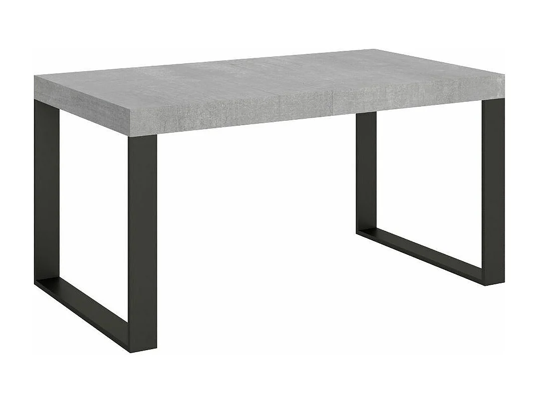 Table à manger extensible Tiroz-Couleur Gris ciment-Sur roulettes-2 rallonges fines-160 à 264cm
