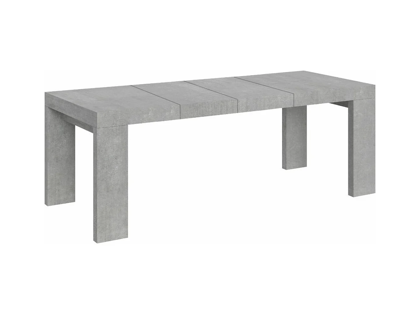 Table à manger extensible bois Ribo-Couleur Gris ciment-4 pieds-2 rallonges épaisses-160 à 264cm