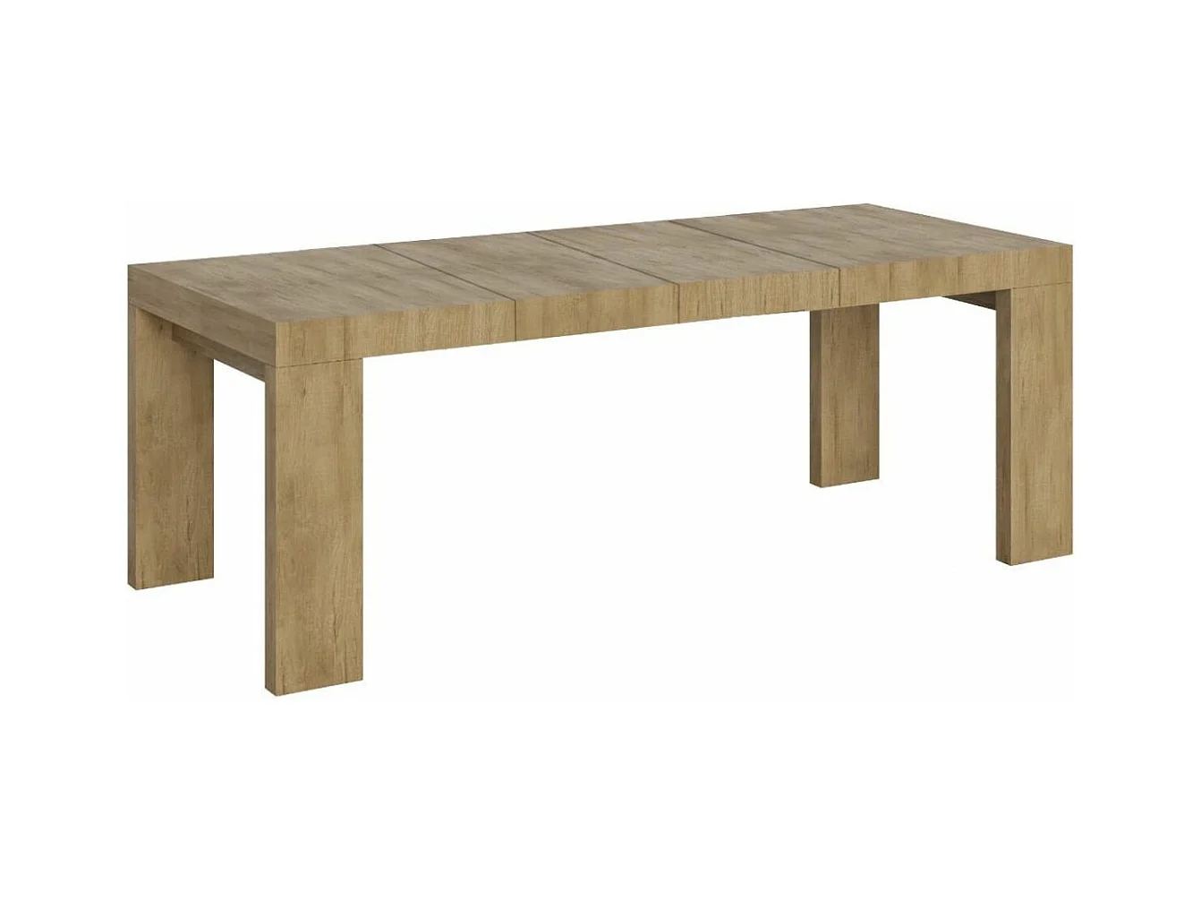 Mesa de comedor extensible de madera Ribo-Color Natural-Soporte 4 pies-Alargaderas -Ancho extensible