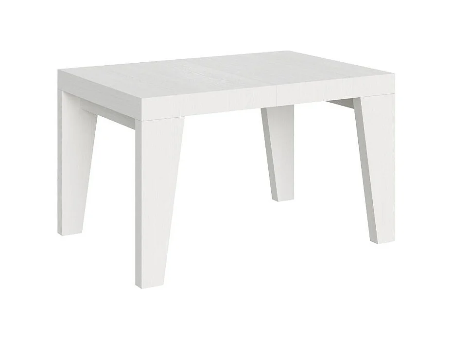 Table à manger extensible bois Naxo-Couleur Blanc-4 pieds-2 rallonges épaisses-130 à 234cm