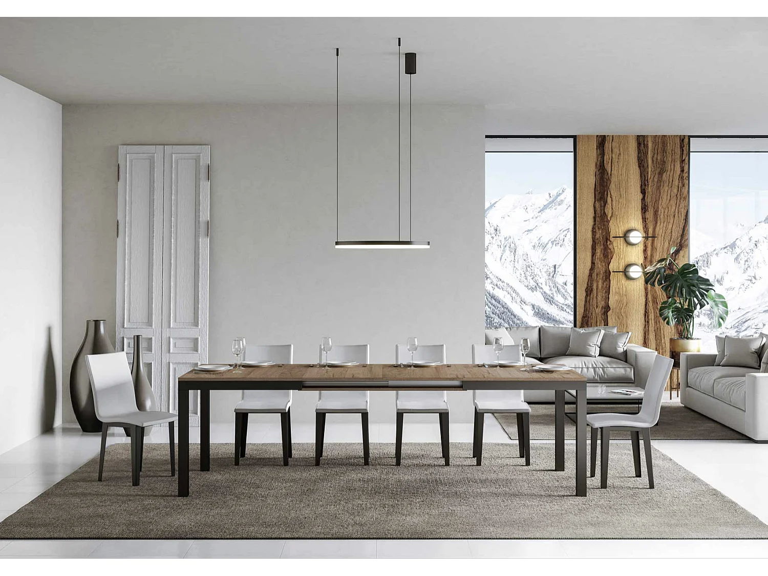 Table à manger extensible Karry evolution-Couleur Naturel-Sur roulettes-120 à 380cm