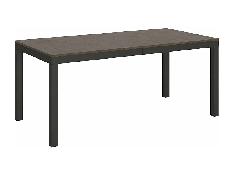 Mesa de comedor extensible Karry evolución-Color Marrón-Base y soporte con ruedas-Ancho extensible