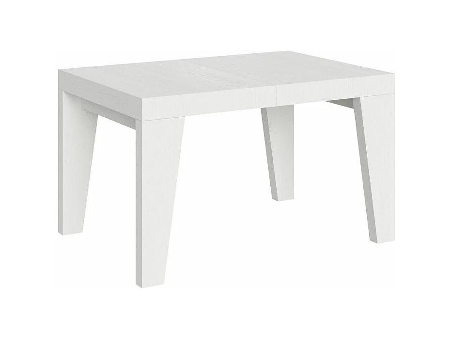 Table à manger extensible bois Naxo-Couleur Blanc-4 pieds-2 rallonges fines-140 à 244cm