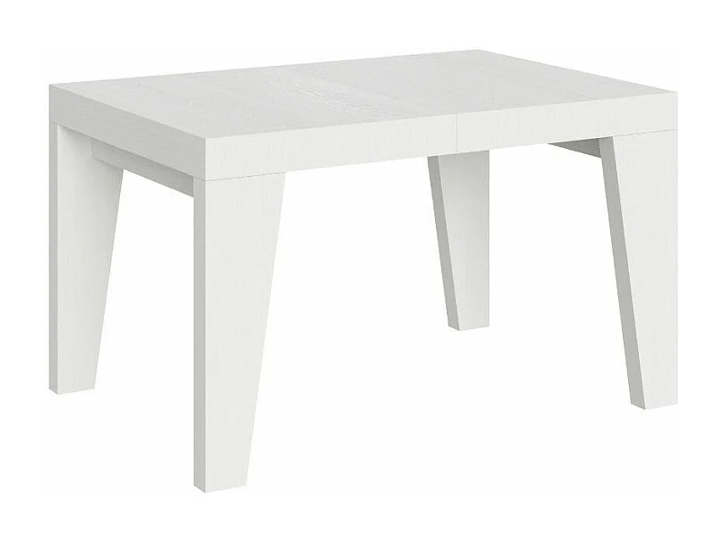 Table à manger extensible bois Naxo-Couleur Blanc-4 pieds-2 rallonges fines-140 à 244cm