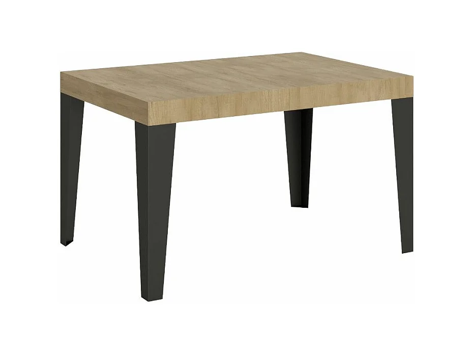 Table à manger extensible Flavio-Couleur Naturel-4 pieds-5 rallonges fines-130 à 390cm