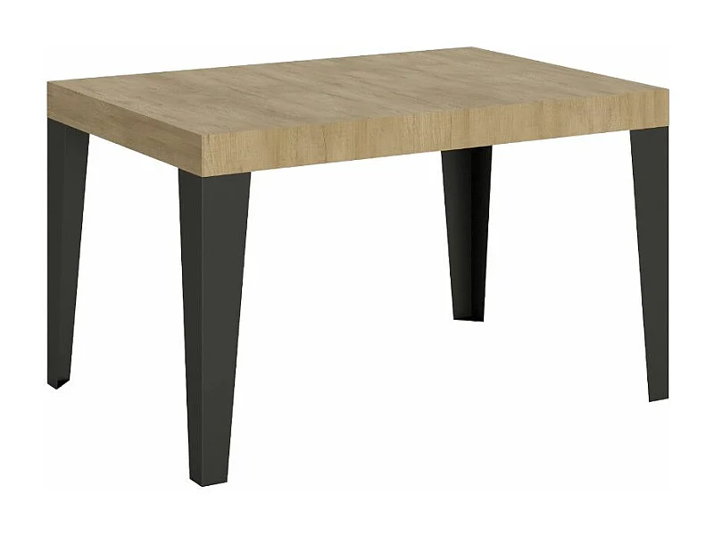 Table à manger extensible Flavio-Couleur Naturel-4 pieds-5 rallonges fines-130 à 390cm