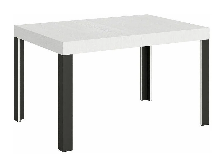 Table extensible bois pieds bois et acier anthracite Liva-Couleur Blanc-Sur roulettes-130 à 234cm