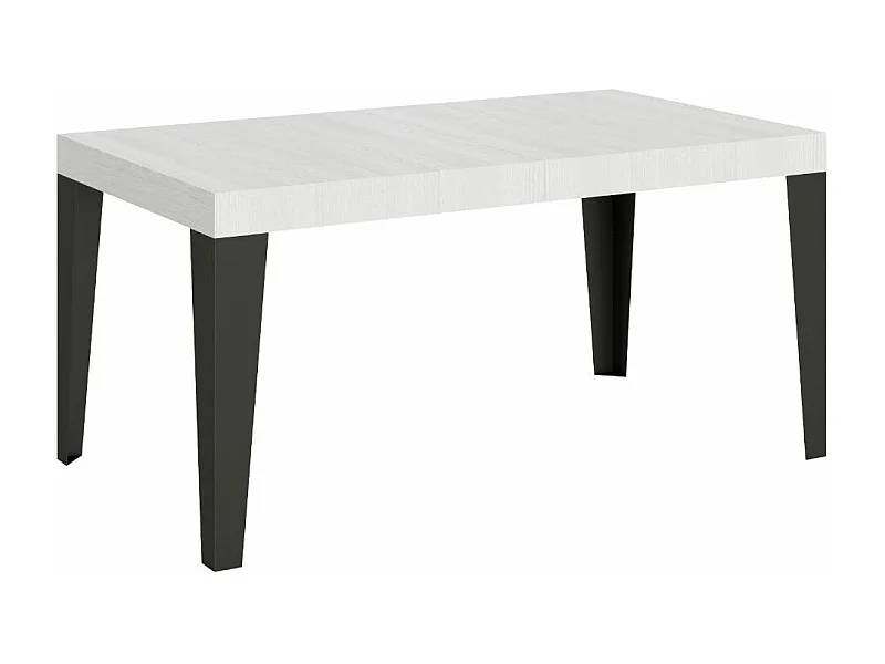 Mesa de comedor extensible Flavio-Color Blanco-Base y soporte con ruedas-Alargaderas -Ancho extensible
