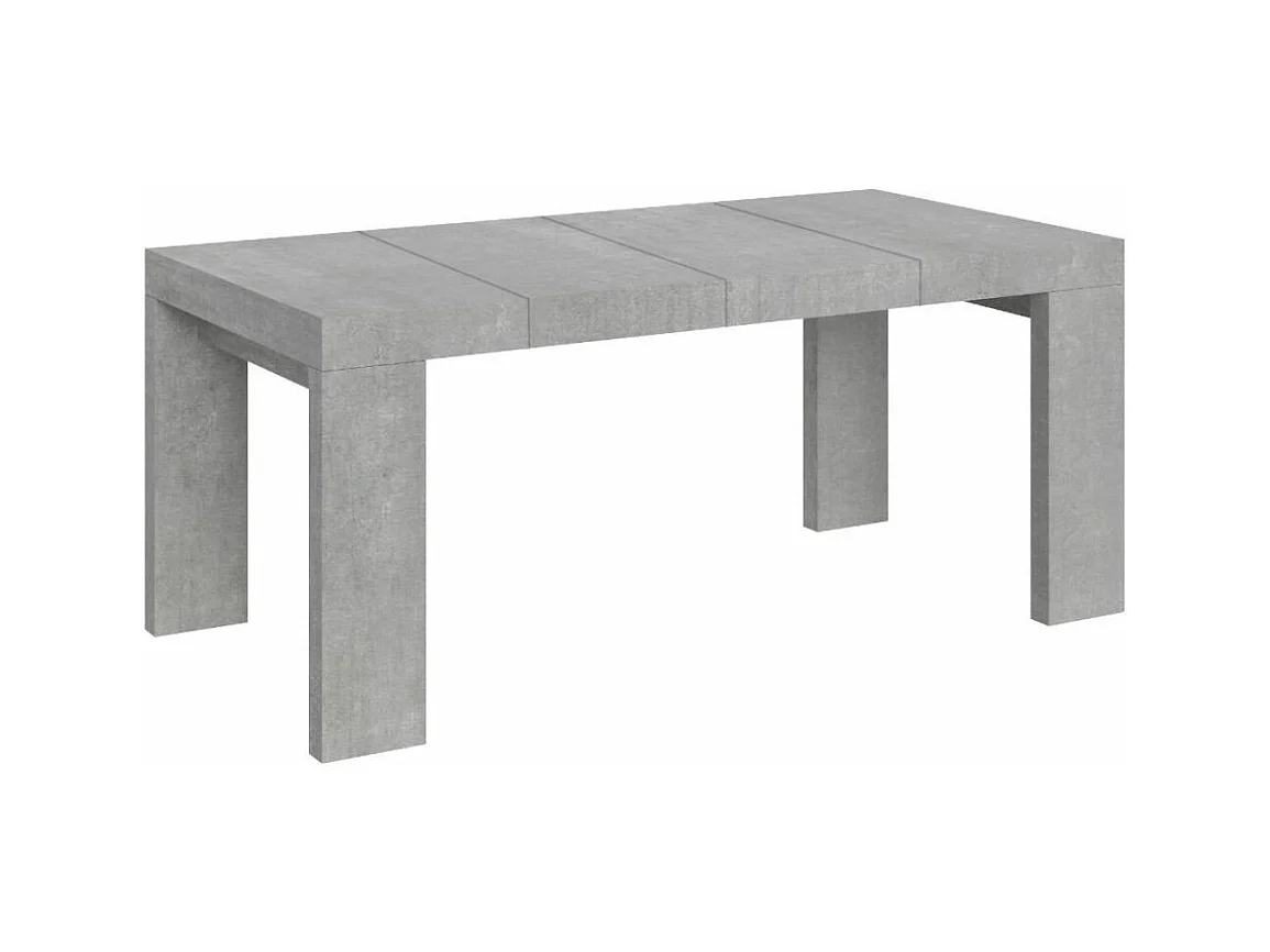Table à manger extensible bois Ribo-Couleur Gris ciment-4 pieds-2 rallonges épaisses-130 à 234cm
