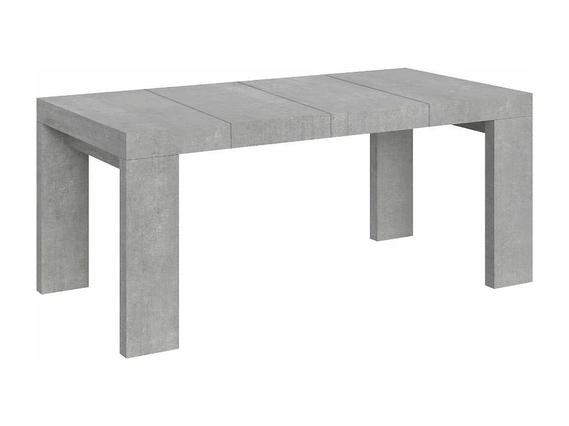 Table à manger extensible bois Ribo-Couleur Gris ciment-4 pieds-2 rallonges épaisses-130 à 234cm