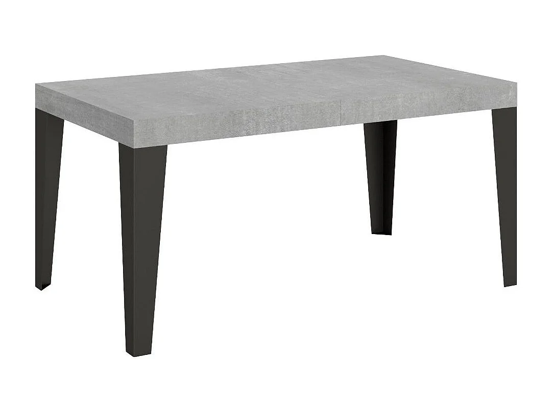 Mesa de comedor extensible Flavio-Color Gris cemento-Soporte 4 pies-Alargaderas -Ancho extensible
