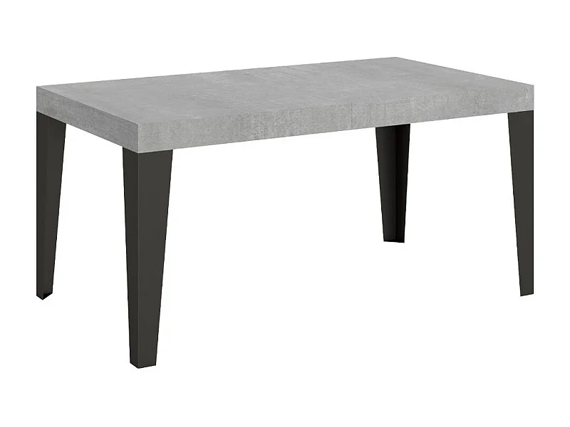 Mesa de comedor extensible Flavio-Color Gris cemento-Soporte 4 pies-Alargaderas -Ancho extensible