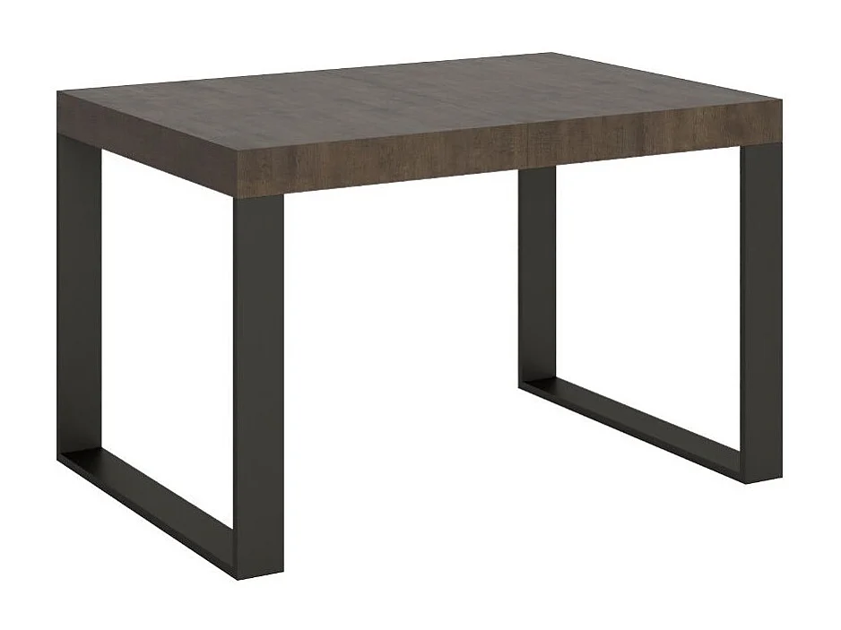 Table à manger extensible Tiroz-Couleur Marron-4 pieds-5 rallonges fines-130 à 390cm