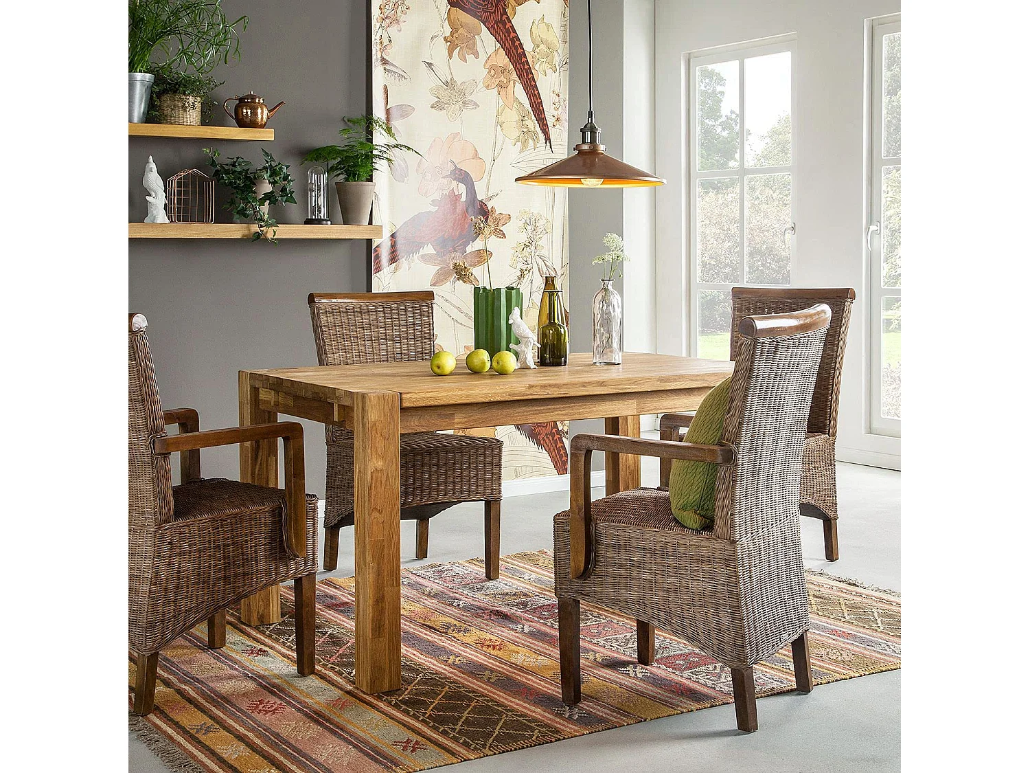 Table extensible en bois de chêne massif Ritza 160 à 210cm