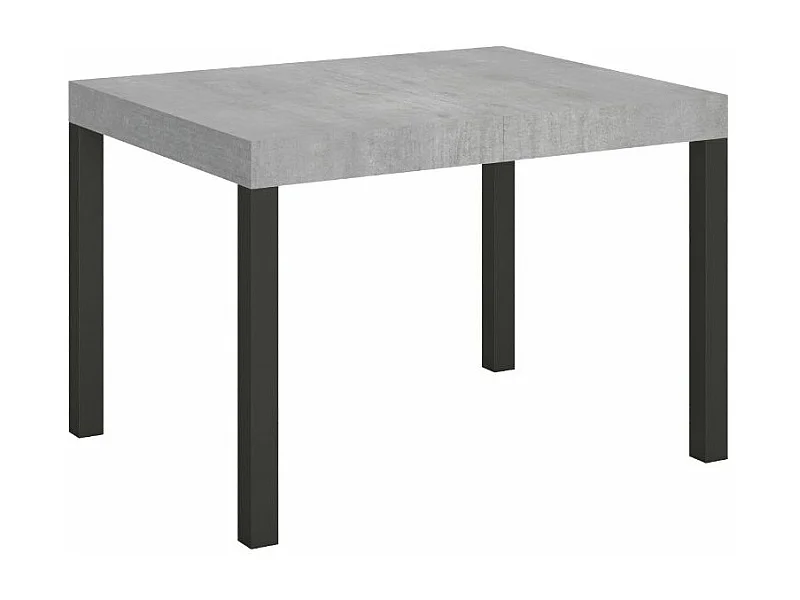 Mesa de comedor extensible Karry-Color Gris cemento-Base y soporte con ruedas-Ancho extensible