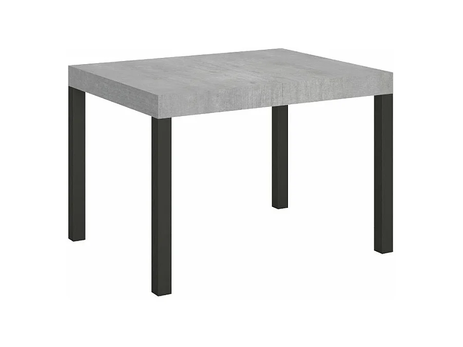 Table à manger extensible Karry-Couleur Gris ciment-Sur roulettes-120 à 204cm
