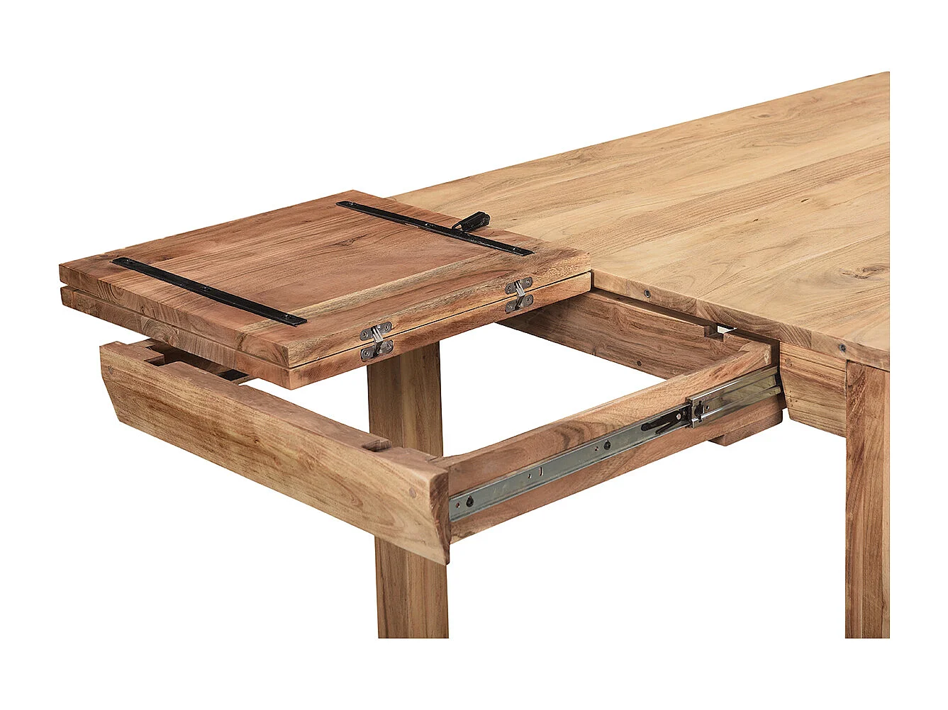 Table extensible rallonges intégrées rectangulaire en bois massif L120-210 cm BALTO