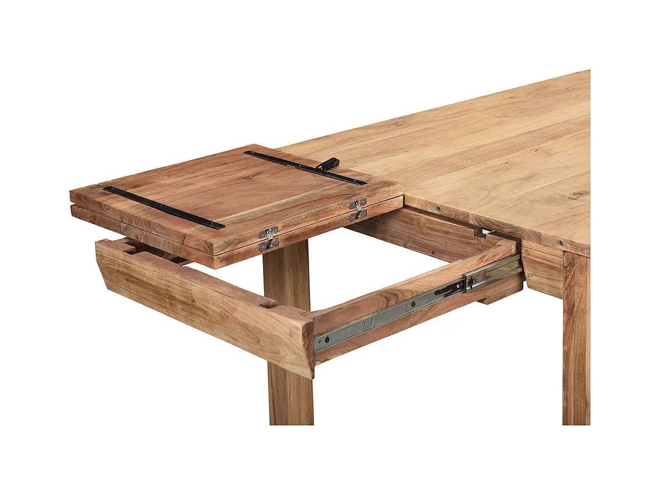 Tavolo da pranzo allungabile in massello di acacia e metallo nero L120-210 cm BALTO