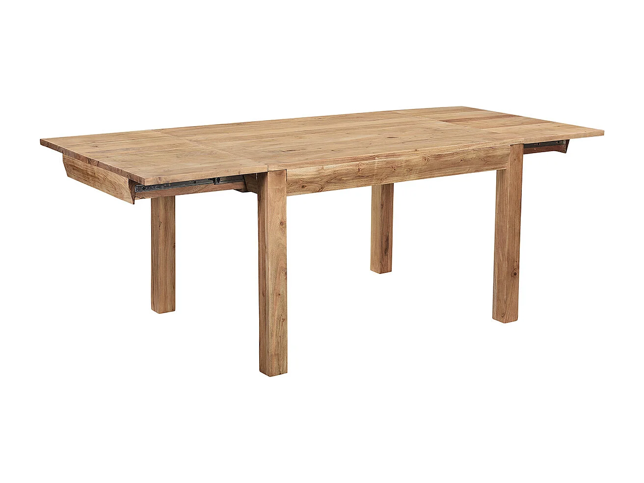 Ausziehbarer Esstisch aus massivem Akazienholz und schwarzem Metall L120-210 cm BALTO