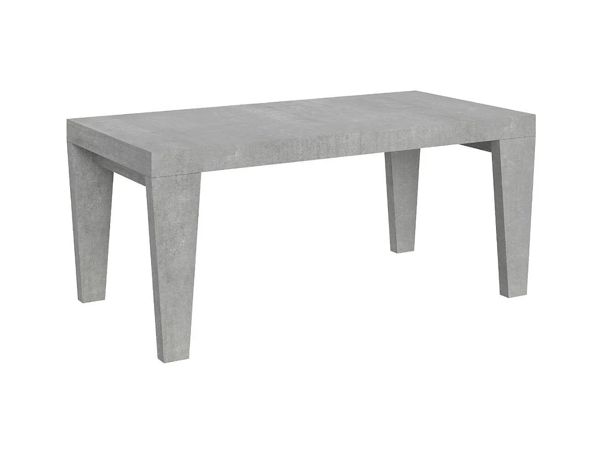 Table à manger extensible bois pieds en V Kristo-Couleur Gris ciment-4 pieds-2 rallonges épaisses-160 à 264cm