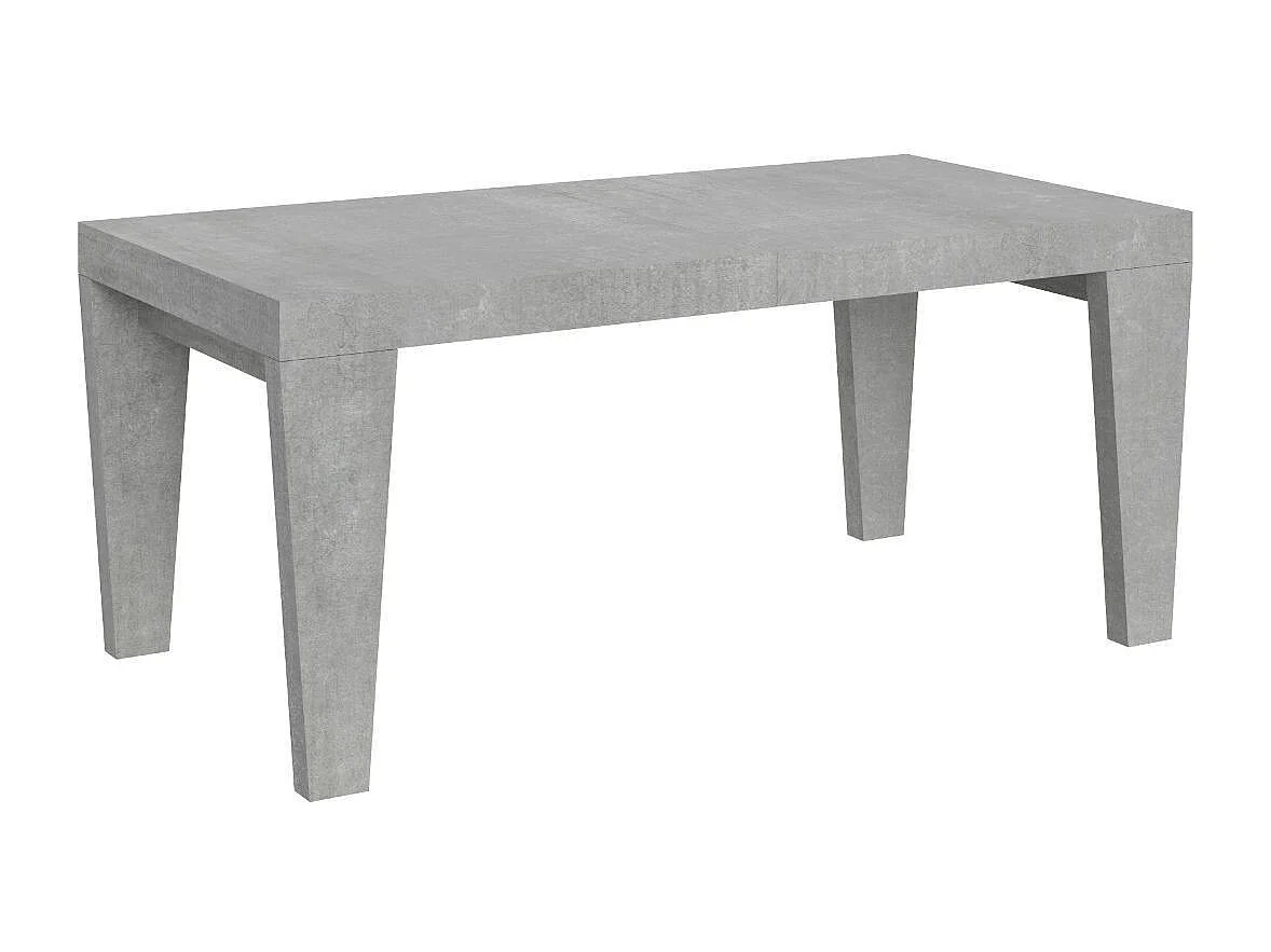 Table à manger extensible bois pieds en V Kristo-Couleur Gris ciment-4 pieds-2 rallonges épaisses-160 à 264cm