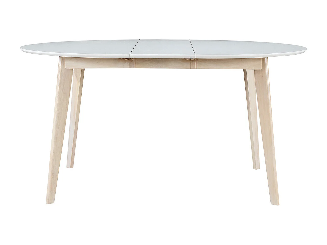 Mesa de comedor diseño redonda extensible blanca y madera L120-150 LEENA
