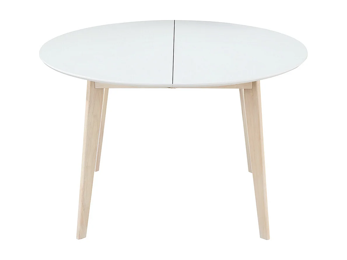 Design-Esstisch rund ausziehbar Weiß und Holz L120-150 LEENA