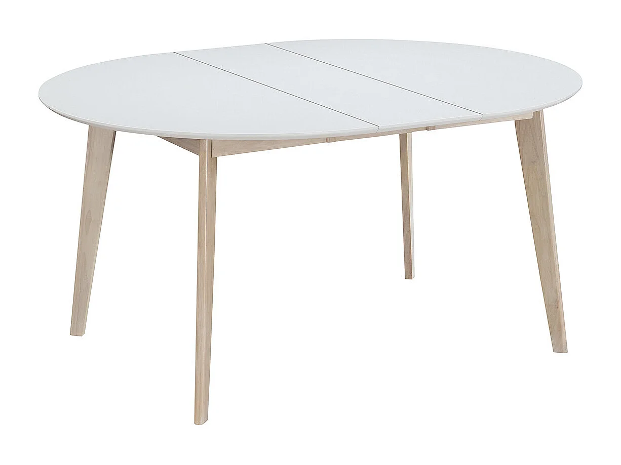Design-Esstisch rund ausziehbar Weiß und Holz L120-150 LEENA