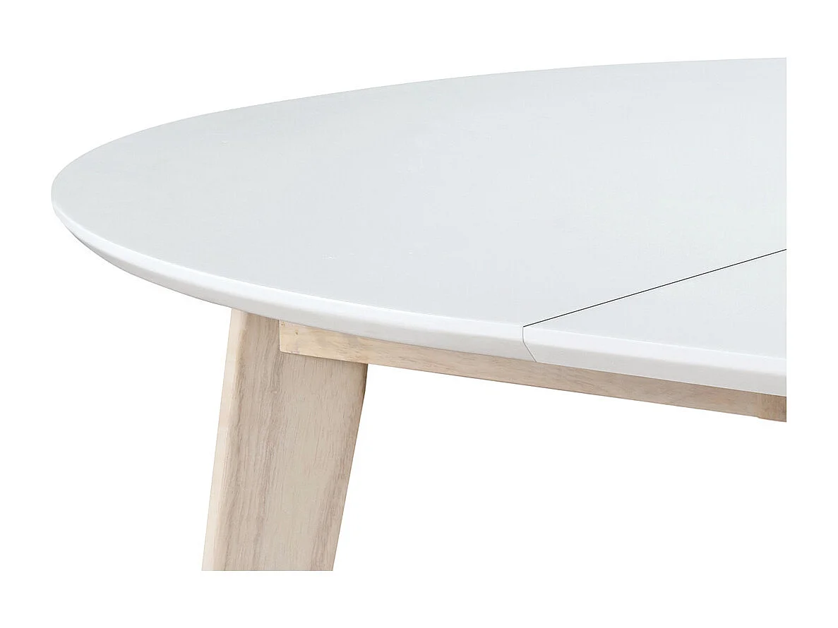 Design-Esstisch rund ausziehbar Weiß und Holz L120-150 LEENA