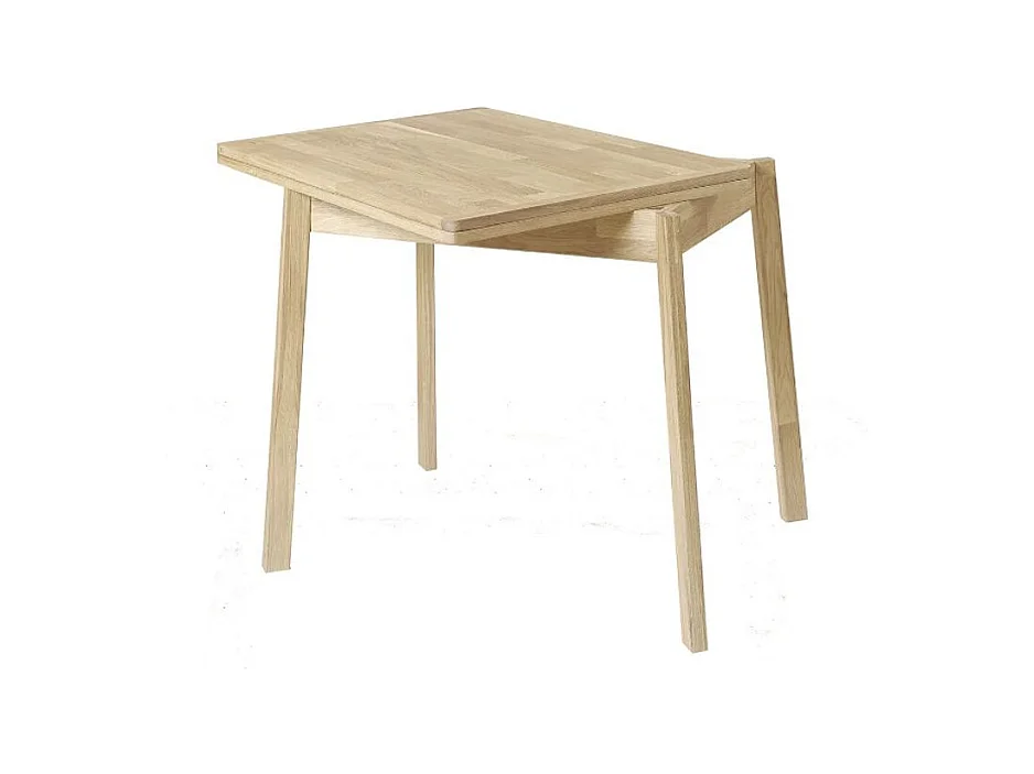Petite table extensible en bois de chêne massif blanchi Larry 90-130cm