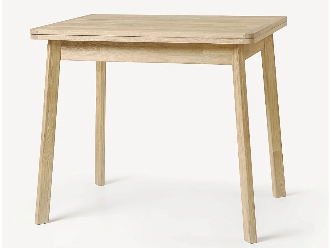 Petite table extensible en bois de chêne massif blanchi Larry 90-130cm