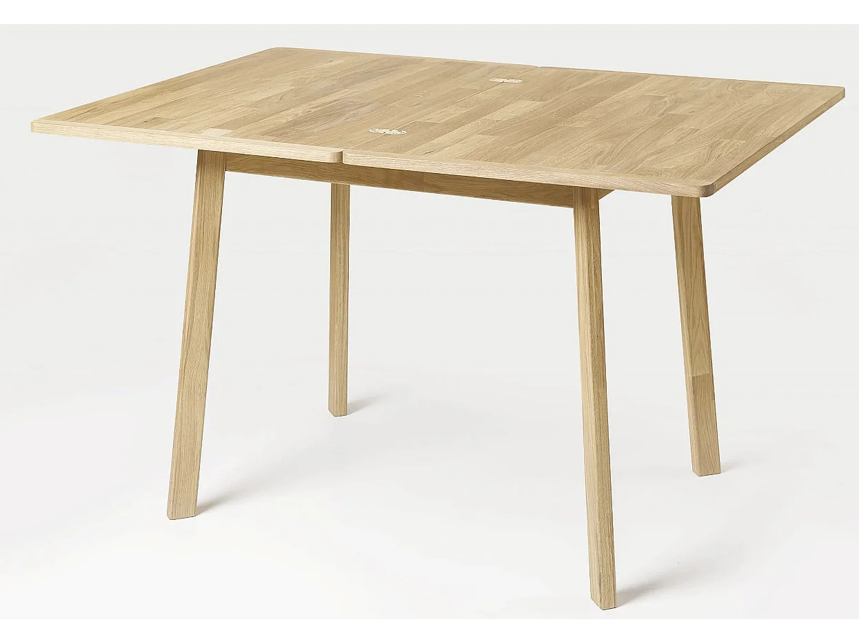 Petite table extensible en bois de chêne massif blanchi Larry 90-130cm