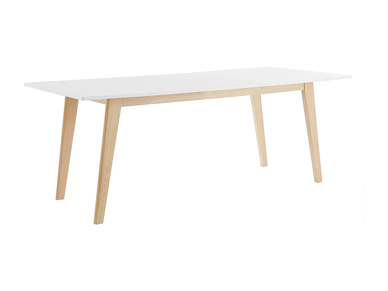 Mesa extensible blanca de madera clara 160-205 cm SWAD