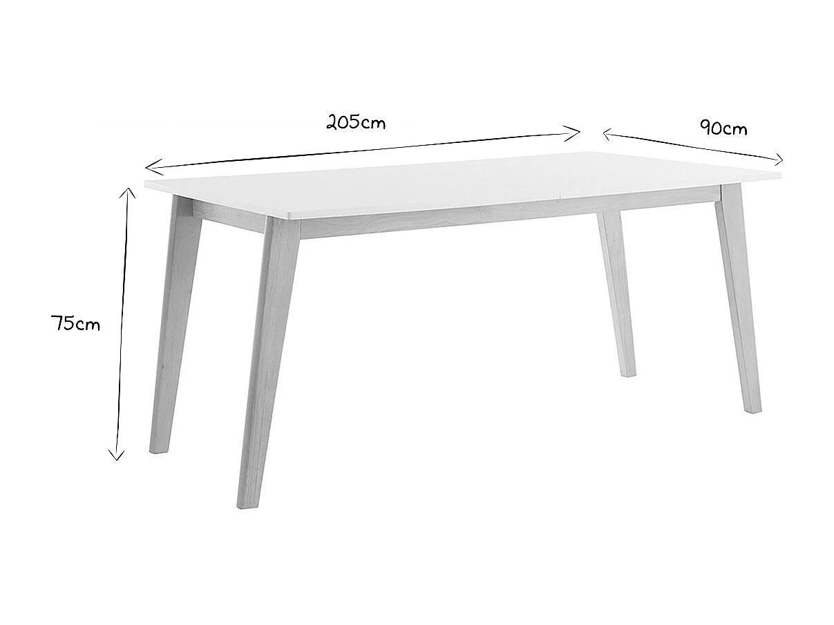 Mesa extensible blanca de madera clara 160-205 cm SWAD
