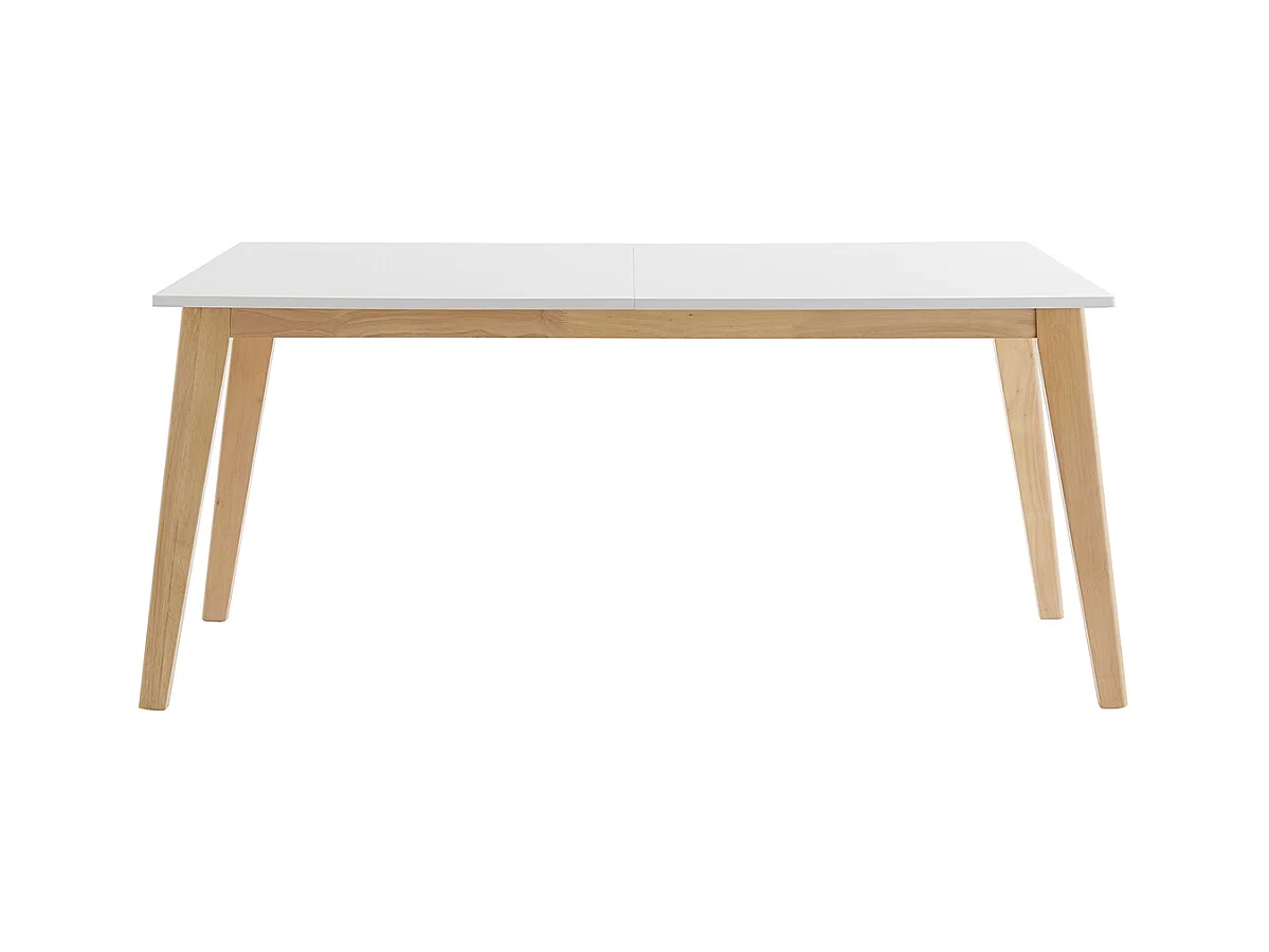 Table extensible rallonges intégrées rectangulaire blanche et bois clair L160-205 cm SWAD