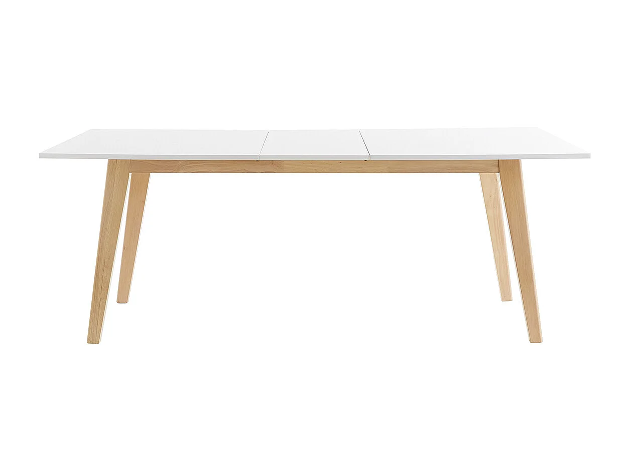 Tavolo da pranzo allungabile bianco e legno chiaro L160-205 cm SWAD