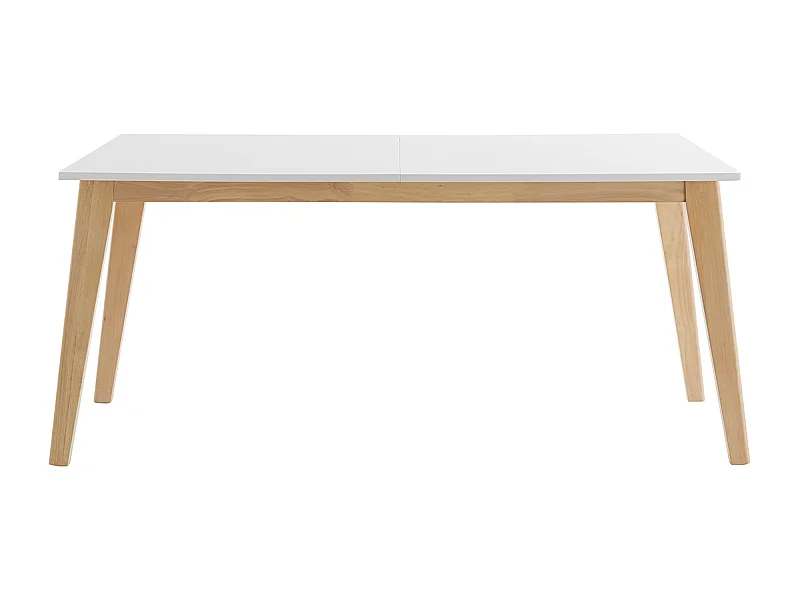 Table extensible rallonges intégrées rectangulaire blanche et bois clair L160-205 cm SWAD