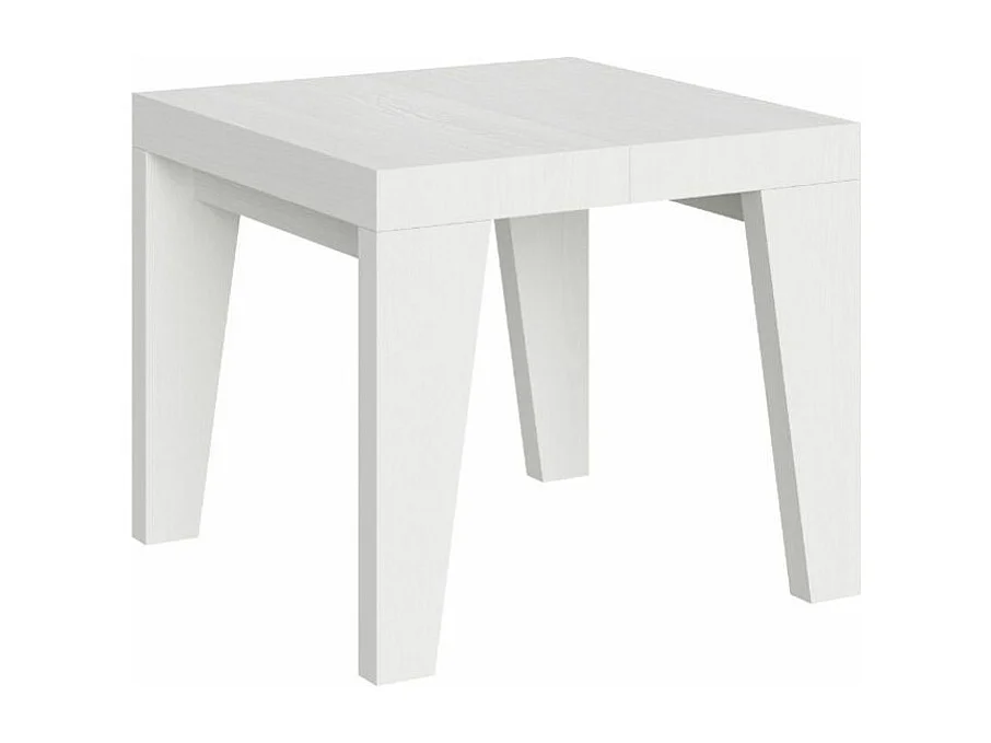 Mesa extensible cuadrada pequeña 90x90/246 cm Naxo-Color Gris cemento-Soporte 4 pies-3 alargaderas gruesas