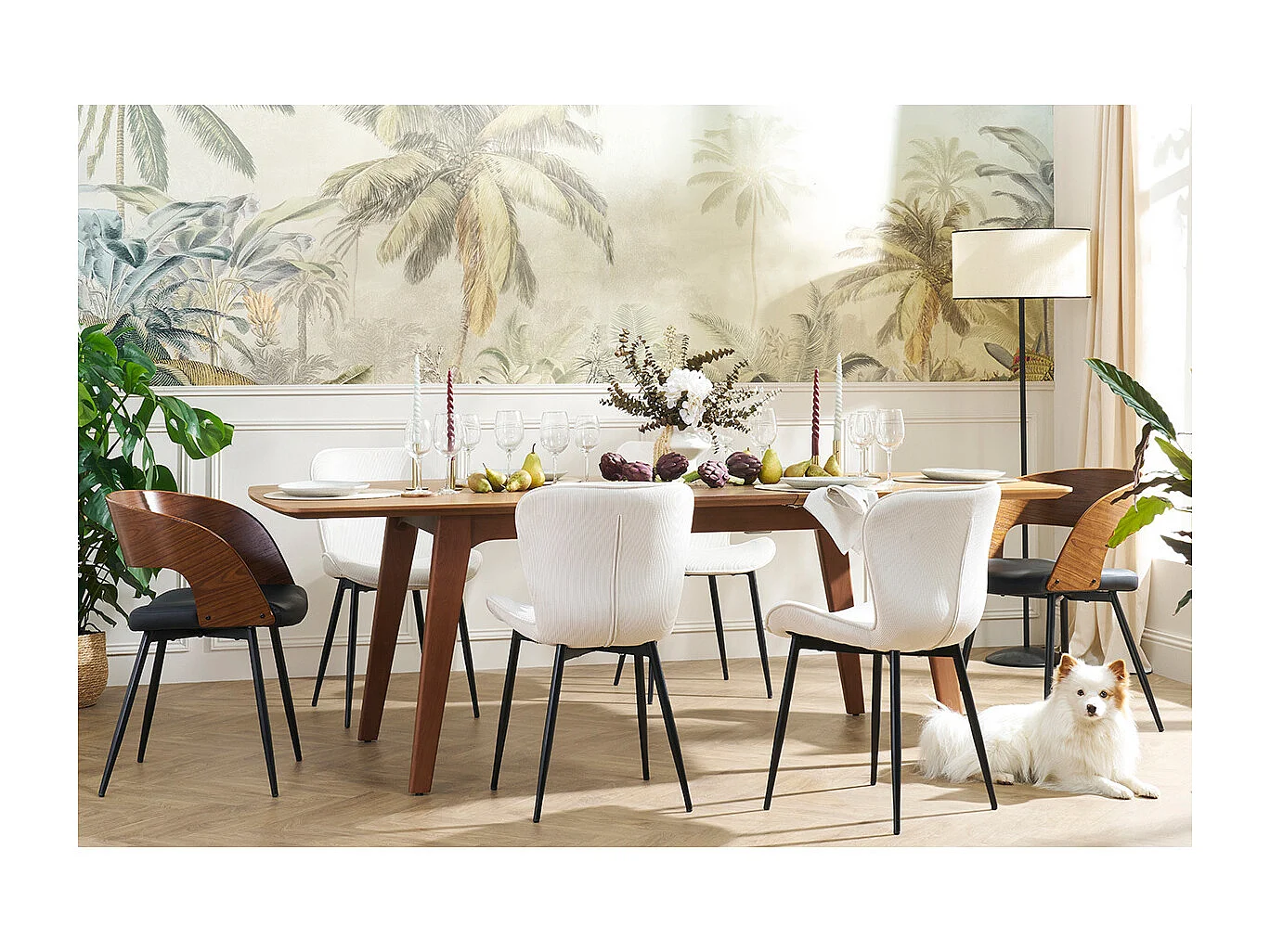 Design-Esstisch ausziehbar Nussbaum L180-230 FIFTIES