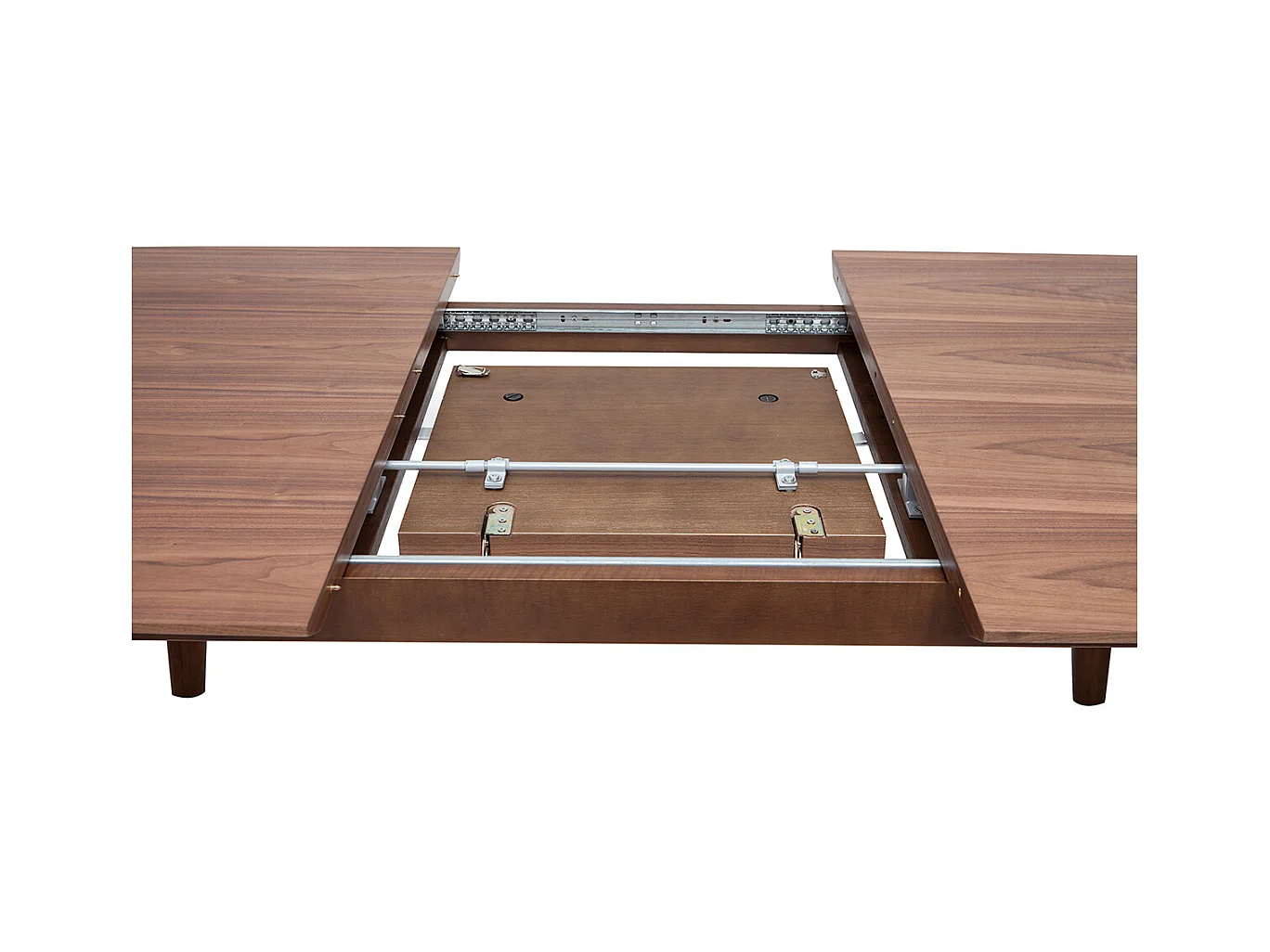 Table extensible rallonges intégrées rectangulaire en bois foncé noyer L180-230 cm FIFTIES