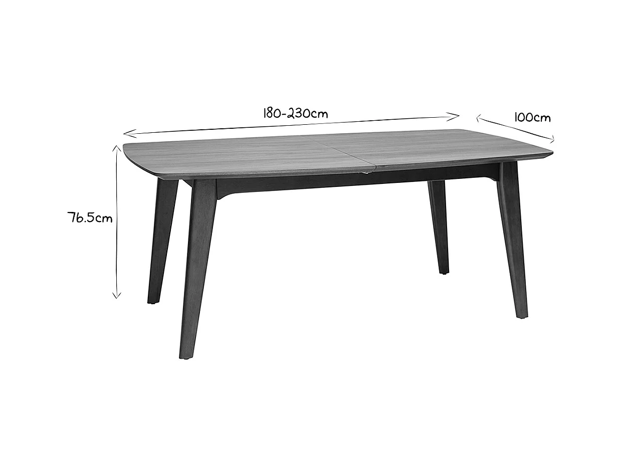 Table extensible rallonges intégrées rectangulaire en bois foncé noyer L180-230 cm FIFTIES