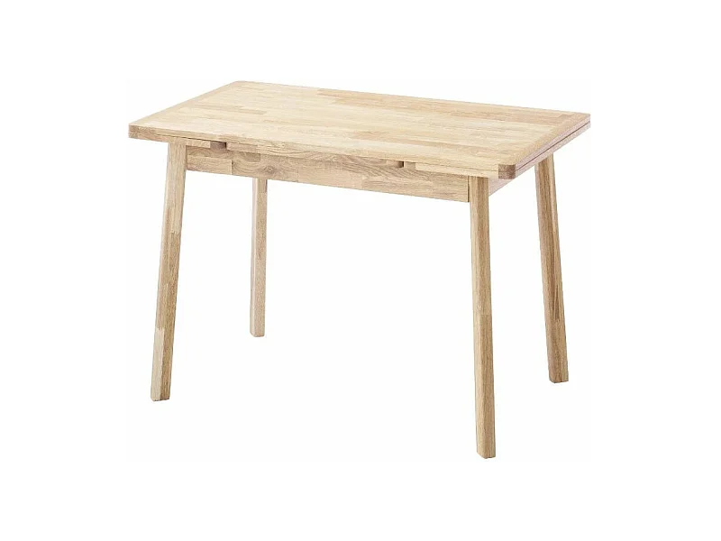 Petite table extensible en bois de chêne massif blanchi Miniko 110 à 170cm