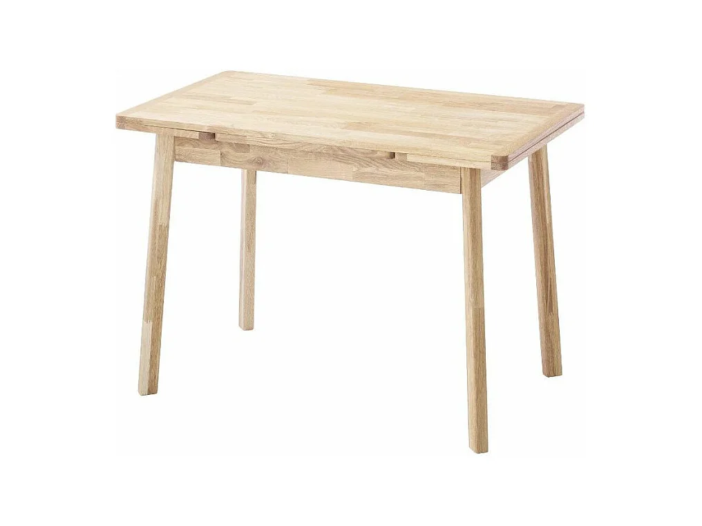 Petite table extensible en bois de chêne massif blanchi Miniko 110 à 170cm